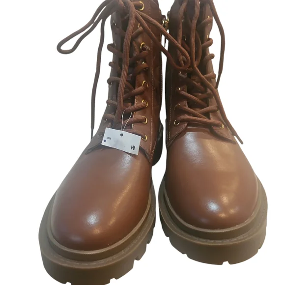 COACH Man Citysole EMB Leather Up Logo Combat Boots CC748 Size 8D Brand new